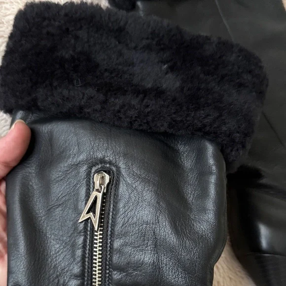 Jessica Simpson Black Heeled Boots with Fur Trim - Picture 3 of 9